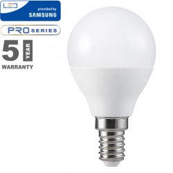 V-TAC E14 LED lámpa (4.5W/180°) Kisgömb - hideg fehér, PRO Samsung