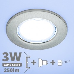 -LED szpot szett: króm keret + 3 Wattos, hideg fehér GU10 LED lámpa