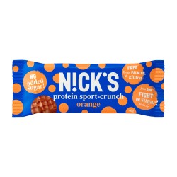 Nicks glutén-, és hozzáadott cukormentes sport crunch fehérjesz.NARANCSOS 40g (svéd különleges íz) (25 db)